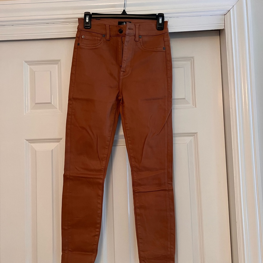 7 for all mankind leather pants in spice